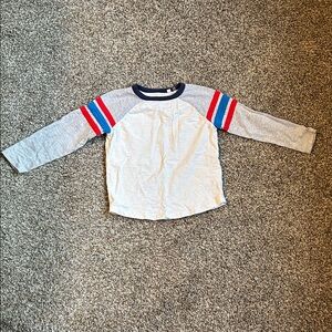 Mini Boden Long Sleeve Raglan Tee - Gray with Red and Blue Accents